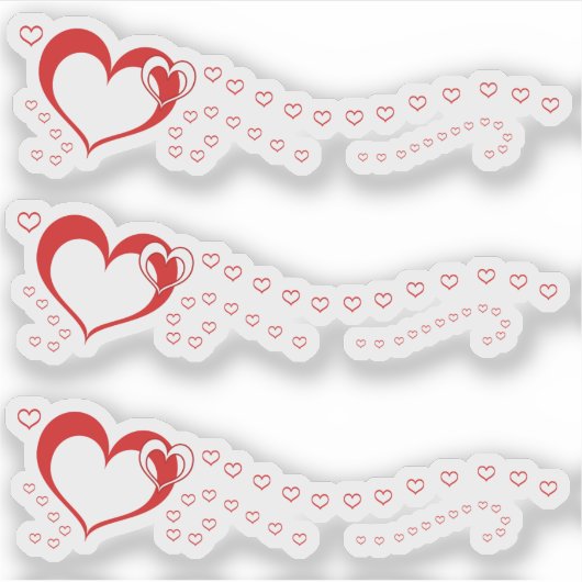 Sweet Lovely Romantic Red White Hearts Sticker (Voorkant)