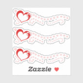Sweet Lovely Romantic Red White Hearts Sticker (Vel)