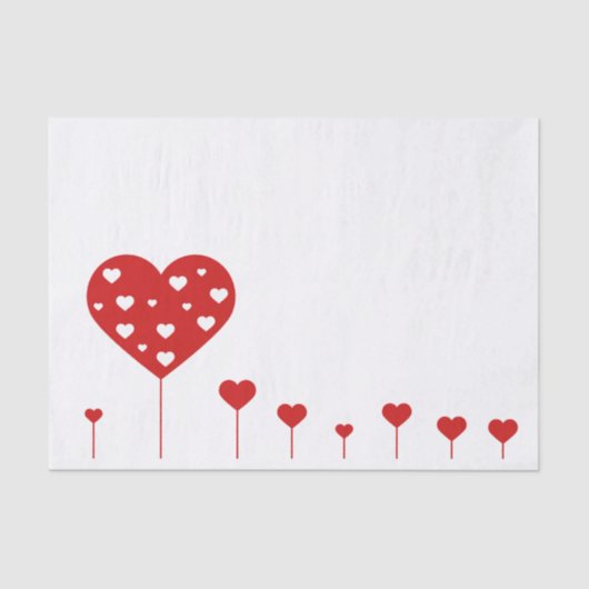Sweet Lovely Romantic Red White Hearts Tissuepapier (Voorkant)