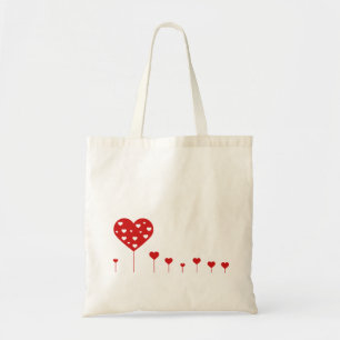 Sweet Lovely Romantic Red White Hearts Tote Bag