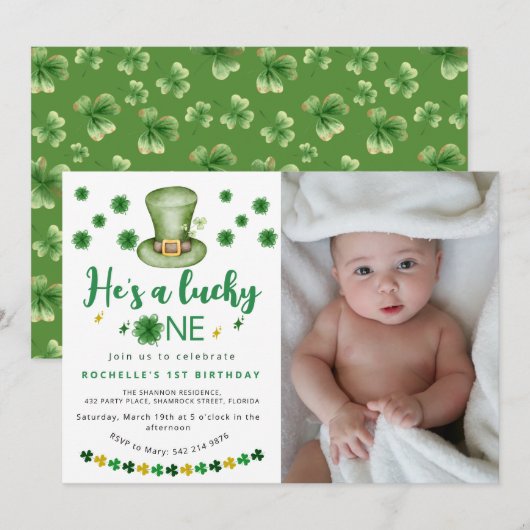 Sweet Lucky One foto Verjaardagsfeest Kaart (Voorkant / Achterkant)