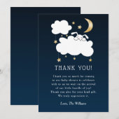 Sweet Lullaby Bunny Baby shower Navy Gold Bedankkaart (Voorkant / Achterkant)