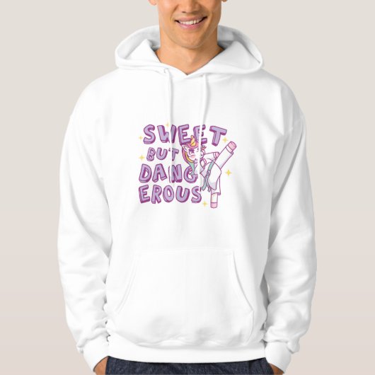 Sweet maar gevaarlijk Karate Unicorn Hoodie (Voorkant)