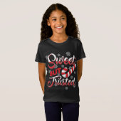 Sweet, maar Twisted Funny Christmas Lollipop Cane T-shirt (Voorkant volledig)
