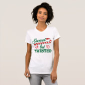 Sweet, maar twisted Novelty Candy Cane Kerstmis T-shirt (Voorkant volledig)