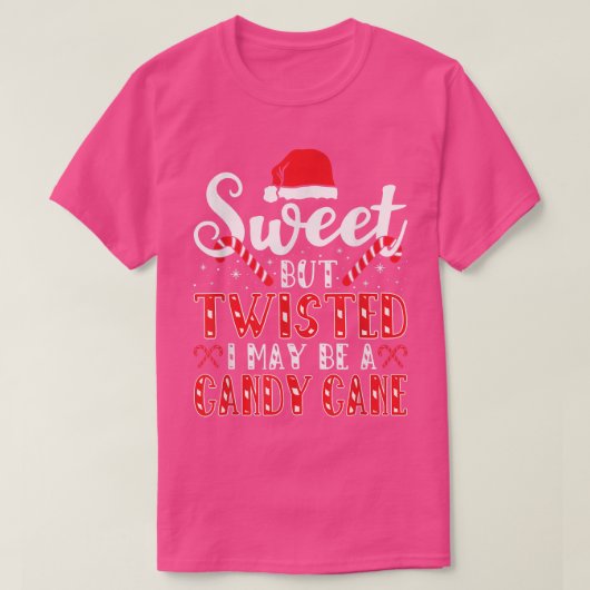 Sweet, maar Twistet, kerstfeestsnoepriet T-shirt (Design voorkant)