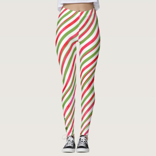 Sweet, maar verdraaide groene en rode snoepriet, g leggings (Voorkant)