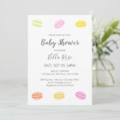 Sweet Macaron Baby Shower Invitaties Kaart (Staand voorkant)