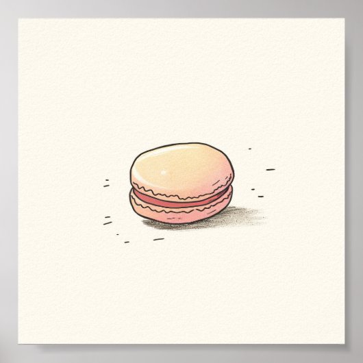Sweet Macaron Illustration - Schattige Frans desse Poster (Voorkant)