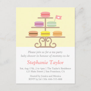 Sweet Macaron, Tea Party Baby shower, mam om te wo Kaart