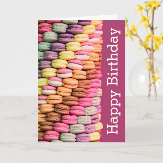 Sweet Macarons Happy Birthday Kaart (Gele Bloem)