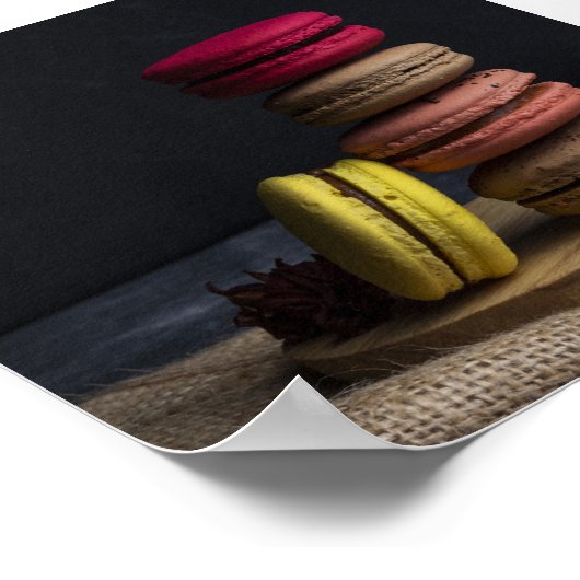 Sweet Macarons keuken Poster Macarons Rood Geel (Hoek)