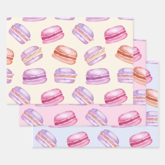 Sweet Macarons op een prachtig pastelpatroon Inpakpapier Vel (Set)