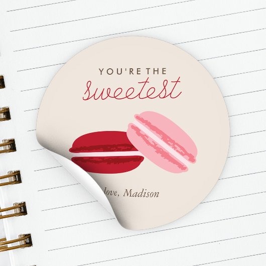 Sweet Macarons Valentijnsdag Ronde Sticker