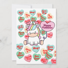 Sweet Magic of Love: Snoep en Eenhoorn Verrukking Feestdagenkaart
