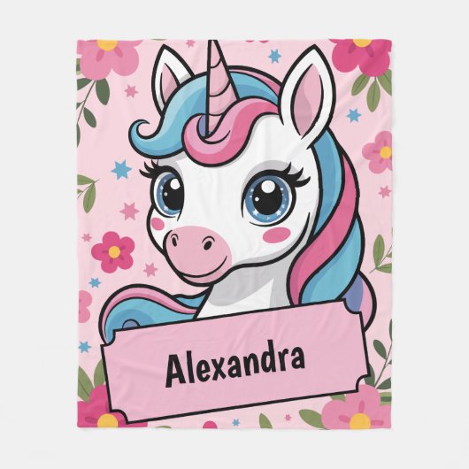 Sweet Magical Unicorn Ontwerp Gepersonaliseerde Gi Fleece Deken (Voorkant)
