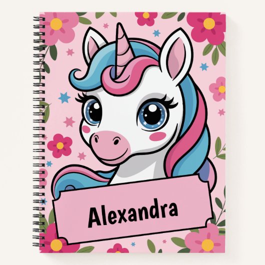 Sweet Magical Unicorn Ontwerp Gepersonaliseerde Gi Notitieboek (Voorkant)
