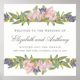 Sweet Magnolia Waterverf Wedding Sign Poster
