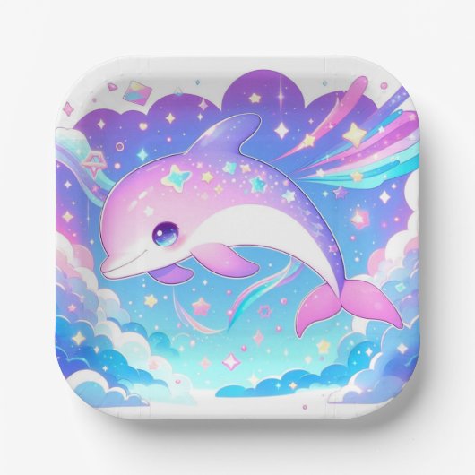 Sweet Majestic Dolphin Baby shower Papieren Bordje (Voorkant)