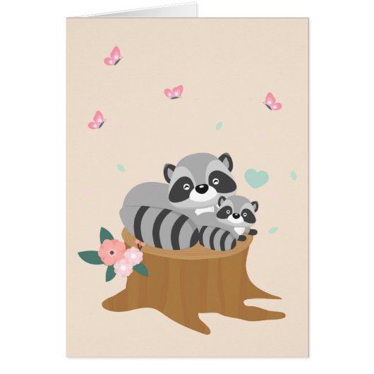 Sweet Mam en baby Raccoons Moederdag (Voorkant)