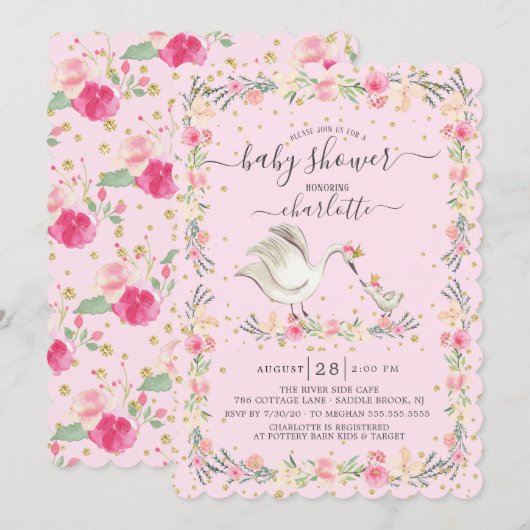 Sweet Mam en Baby Swan Baby shower Kaart (Voorkant / Achterkant)