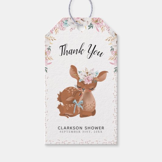 Sweet mama & Baby Deer Welkom Baby Dank je Cadeaulabel (Voorkant)