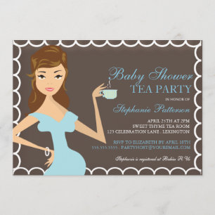 Sweet mama Baby shower Tea Party Invitation Blue Kaart