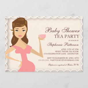 Sweet mama Baby shower Tea Party Invitation Roze Kaart
