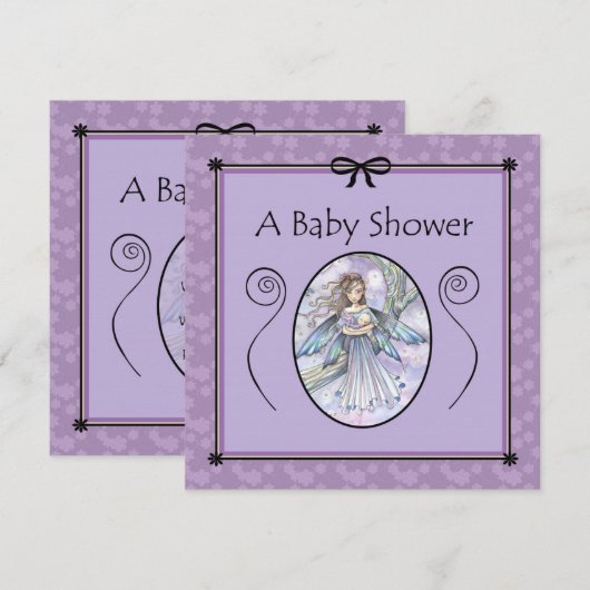 Sweet Mama en Baby Fairy Baby Shower Uitnodigingen (Voorkant / Achterkant)