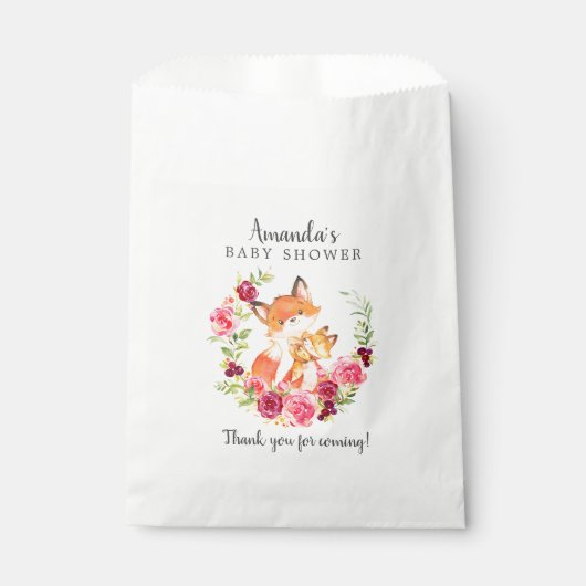 Sweet mama en Baby Fox Shower Favor Bags Bedankzakje (Voorkant)