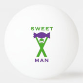 Sweet Man Funny Green Man met Paarse Sweet Art Pingpongbal (Voorkant)