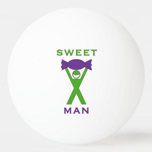 Sweet Man Funny Green Man met Paarse Sweet Art Pingpongbal (Voorkant)