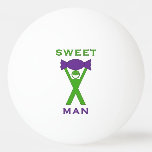 Sweet Man Funny Green Man met Paarse Sweet Art Pingpongbal (Achterkant)