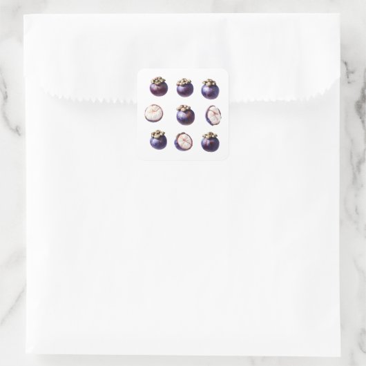 Sweet Mangosteen Tropical Fruit Vierkante Sticker (Tas)
