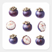 Sweet Mangosteen Tropical Fruit Vierkante Sticker (Voorkant)