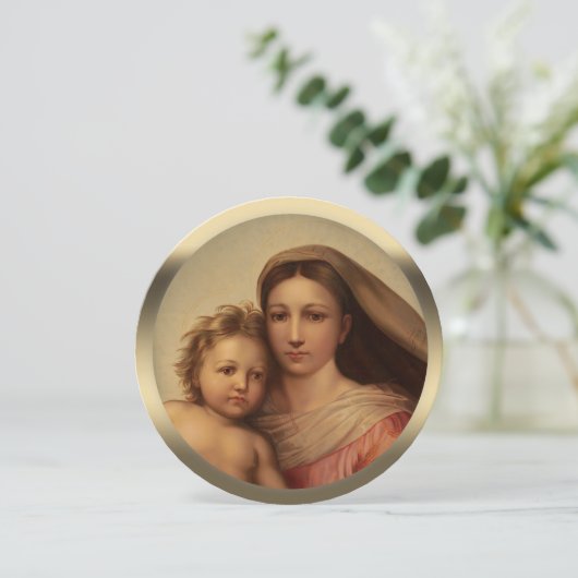 Sweet Mary en Jesus Raphael kerstzegen Feestdagenkaart (Staand voorkant)