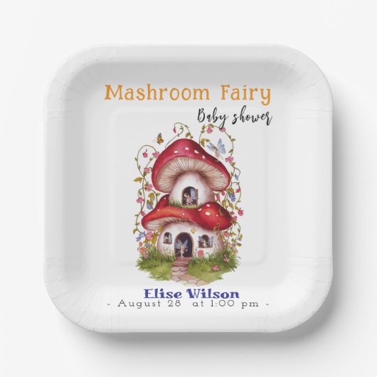 Sweet Mashroom Fairy is onderweg Papieren Bordje (Voorkant)