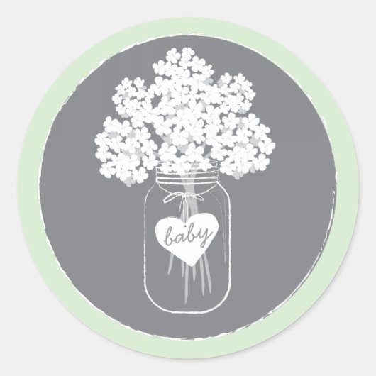 Sweet Mason Jar Baby shower Favor Sticker (Voorkant)