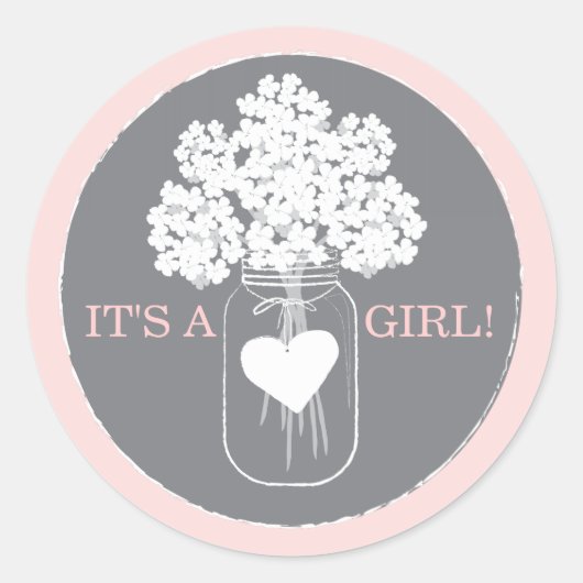 Sweet Mason Jar Baby shower Favor Sticker (Voorkant)
