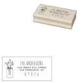 Sweet Mason Jar & Flowers Familie retouradres Rubberstempel (Gestempeld)