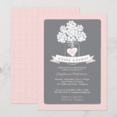 Sweet Mason Jar Pink | Grijze uitnodiging tot Baby (Voorkant / Achterkant)