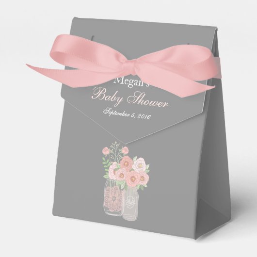 Sweet Mason Jar Roze Grijs Baby shower gunst doos Bedankdoosjes (Voorkant Zijde)