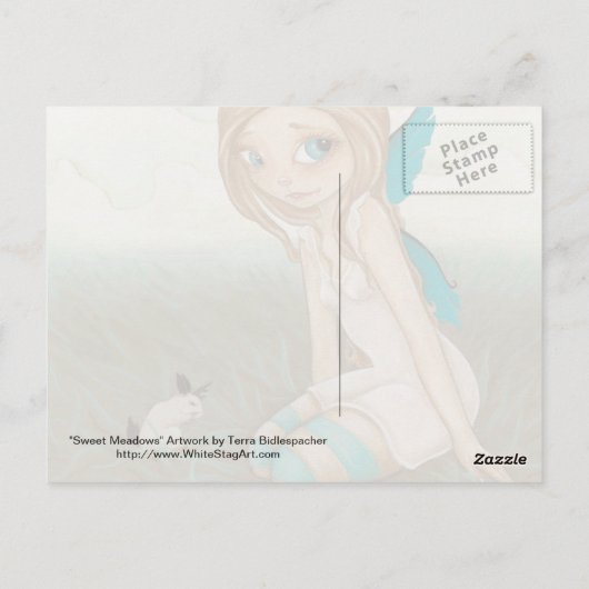 Sweet Meadows- Fairy jackalope briefkaart (Achterkant)