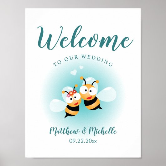 Sweet Meant to bee Cute Wedding Welcome Sign Poster (Voorkant)