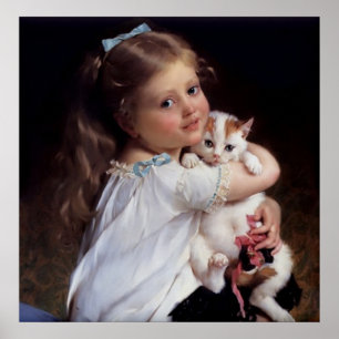 Sweet meisje en haar Kitten Poster