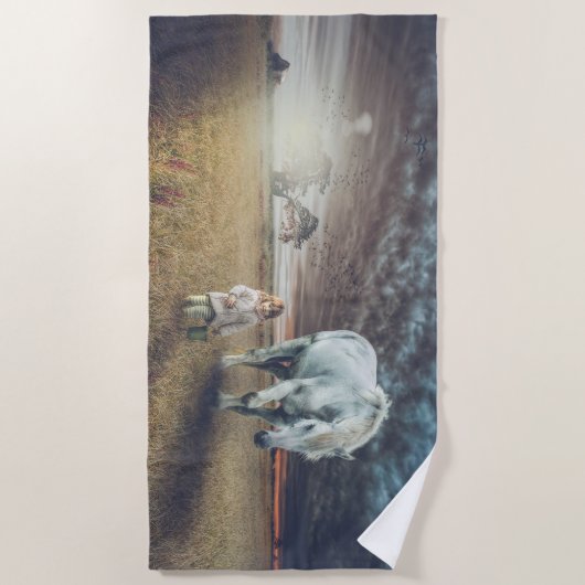 Sweet meisje en haar paard "Beste vrienden" Strandlaken (Voorkant)