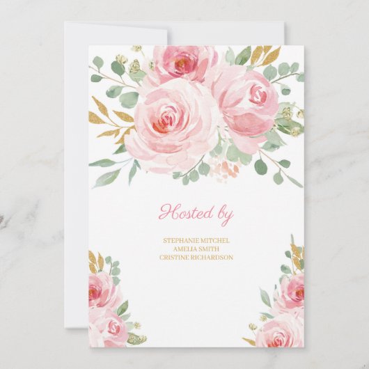 Sweet meisje met baby's kniproze en gouden baby sh kaart (Achterkant)