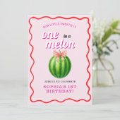 Sweet Melon First Birthday Party Kaart (Staand voorkant)
