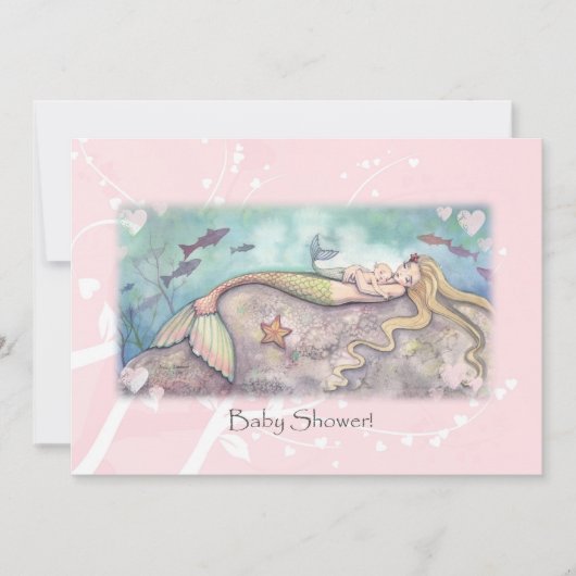 Sweet Mermaid Baby Shower Uitnodigingen (Voorkant)