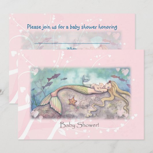 Sweet Mermaid Baby Shower Uitnodigingen (Voorkant / Achterkant)